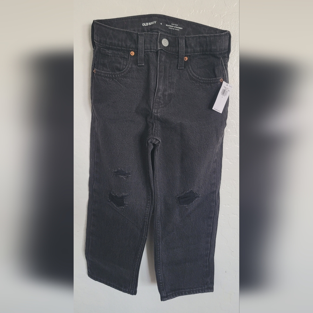 Old Navy Black Distressed Slim Jeans